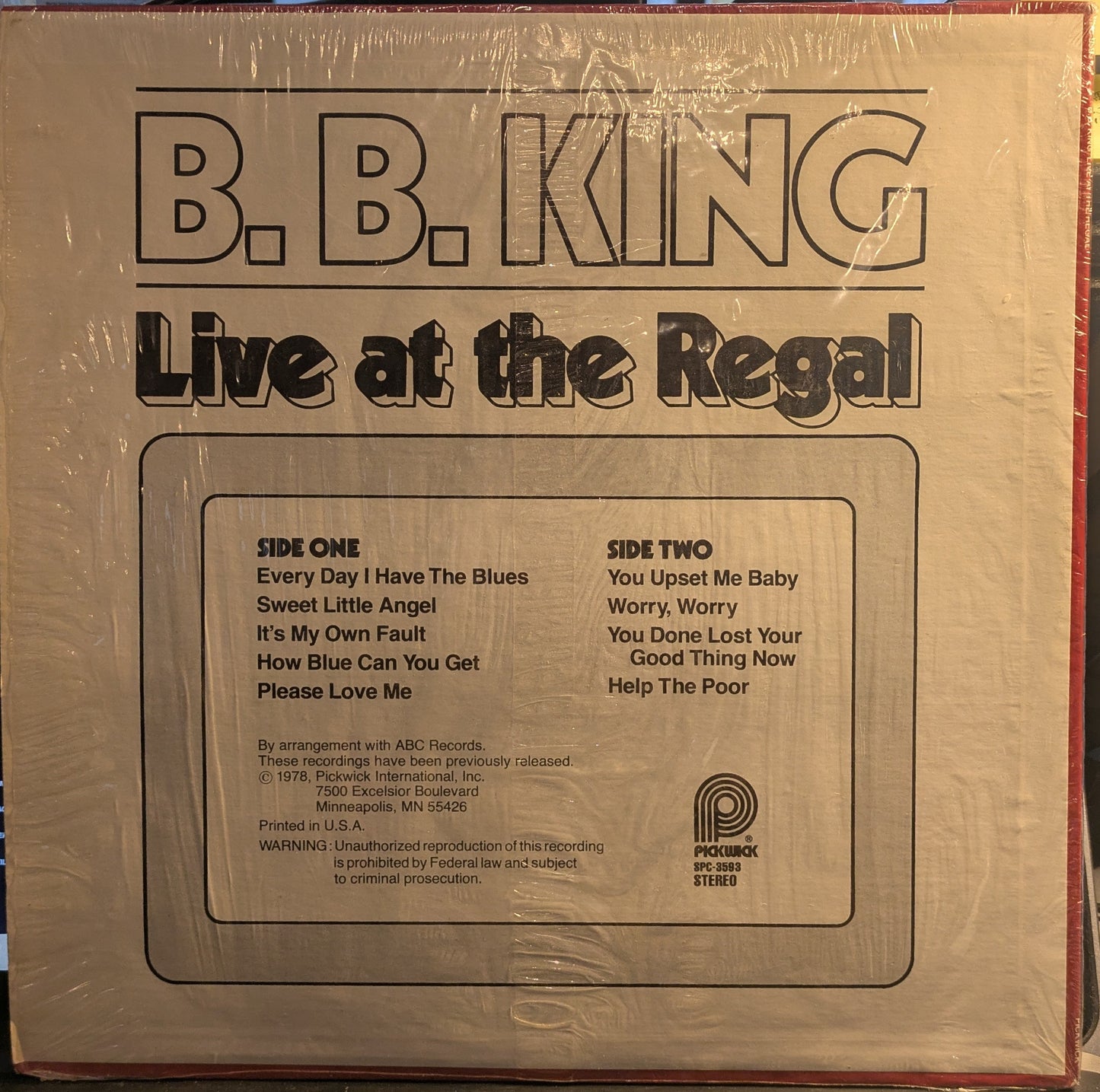 Live At The Regal (VINYL) | Very Good Plus (VG+) Near Mint (NM) Get Cheap Vinyl