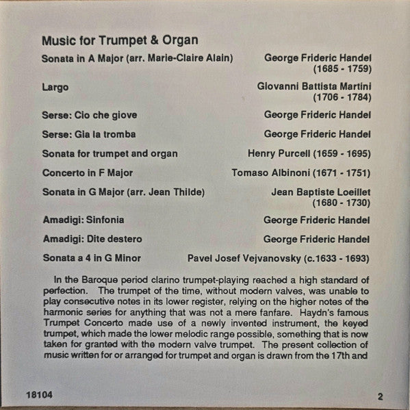 Music For Trumpet And Organ *CD/SEALED* | Mint (M) Mint (M) Get Cheap Vinyl