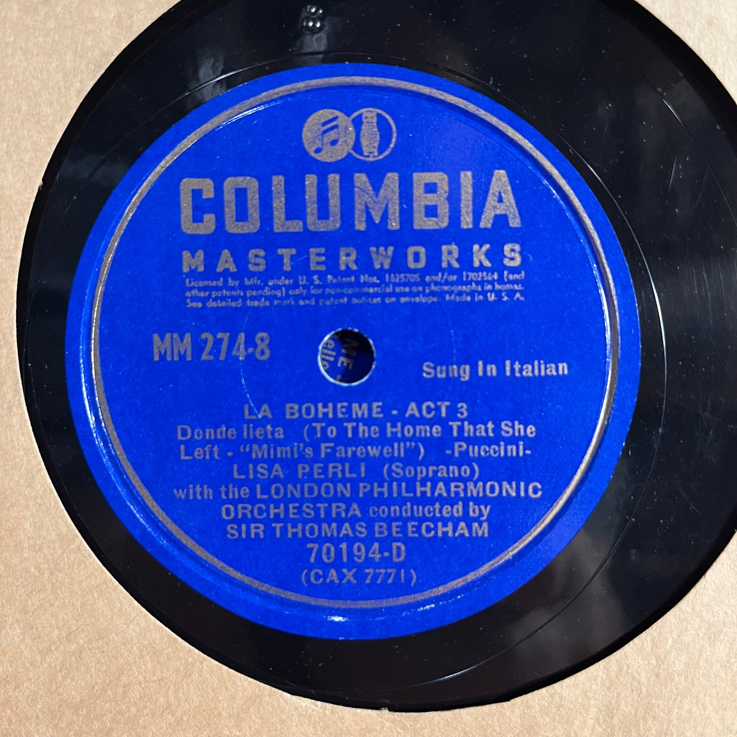 La Boheme Act IV 4X12" 78RPM | Excellent (EX) Very Good (VG) Get Cheap Vinyl