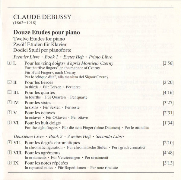 Debussy: 12 Etudes / Berg: Sonate Op. 1 (CD) | Near Mint (NM) Near Mint (NM or M-) Get Cheap Vinyl