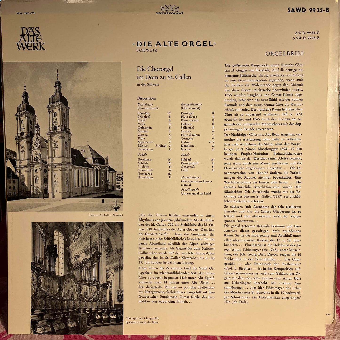 Die Alte Orgel Im Dom Zu St. Gallen/Schweiz | Near Mint (NM) Near Mint (NM) Get Cheap Vinyl