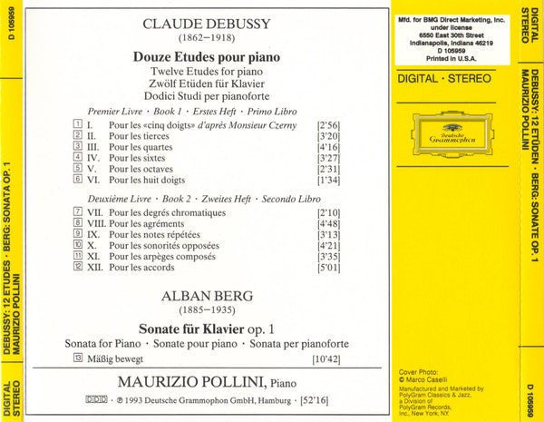 Debussy: 12 Etudes / Berg: Sonate Op. 1 (CD) | Near Mint (NM) Near Mint (NM or M-) Get Cheap Vinyl