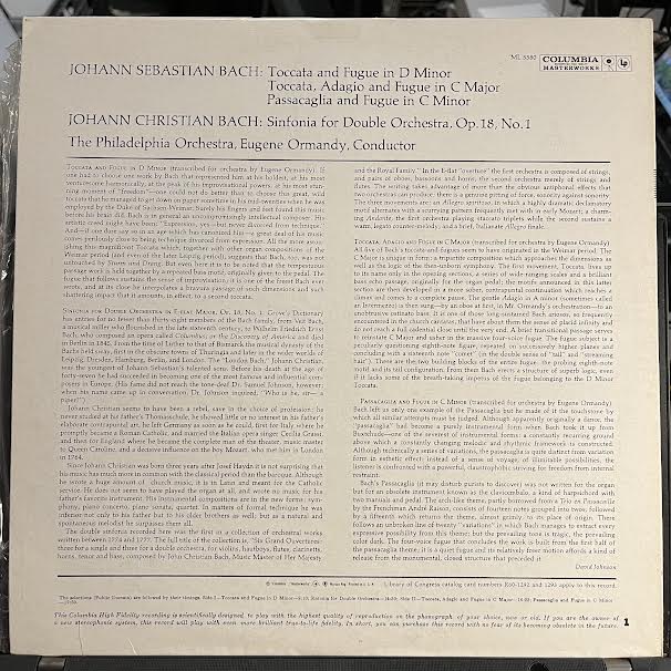 Bach By Ormandy (VINYL) | Near Mint (NM or M-) Near Mint (NM or M-) Get Cheap Vinyl
