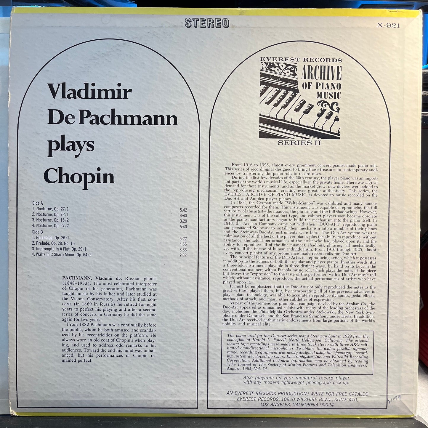 Vladimir De Pachmann Plays Chopin | Very Good Plus (VG+) Excellent (EX) Get Cheap Vinyl