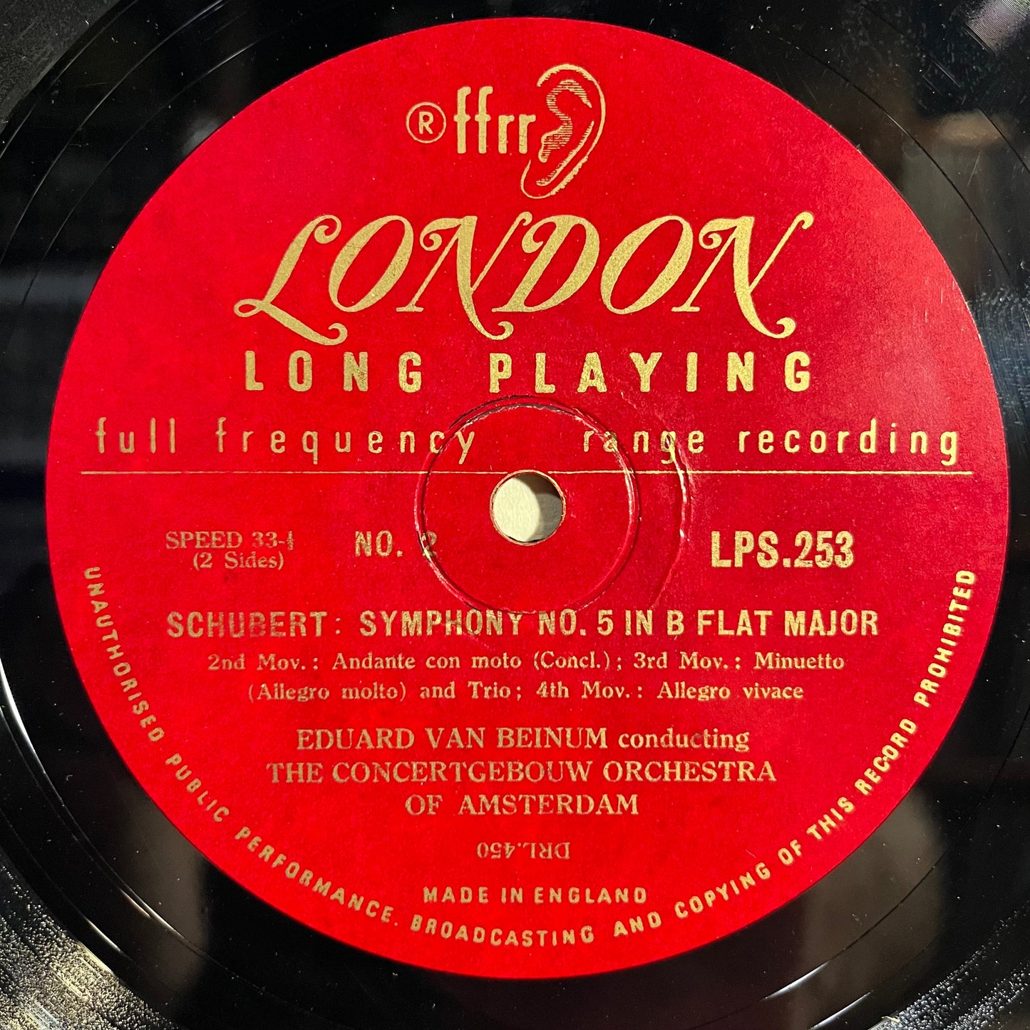 Schubert Symphony No. 5 in B. Flat Major 10" | Very Good (VG) Excellent (EX) Get Cheap Vinyl