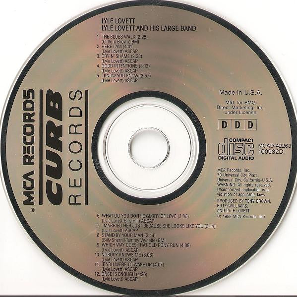 Lyle Lovett And His Large Band (CD) | Mint (M) Mint (M) Get Cheap Vinyl
