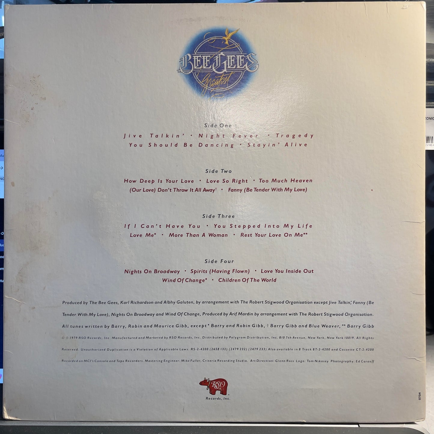 Bee Gees Greatest (VINYL) | Very Good (VG) Excellent (EX) Get Cheap Vinyl