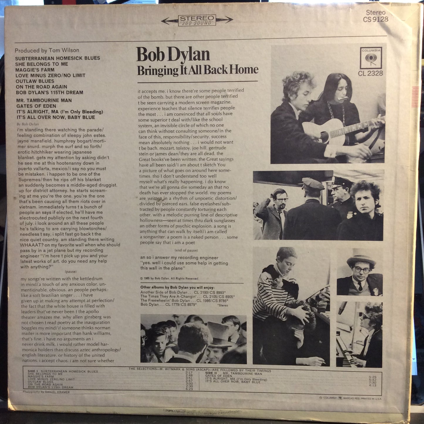 Bringing It All Back Home (VINYL) | Excellent (EX) Very Good Plus (VG+) Get Cheap Vinyl
