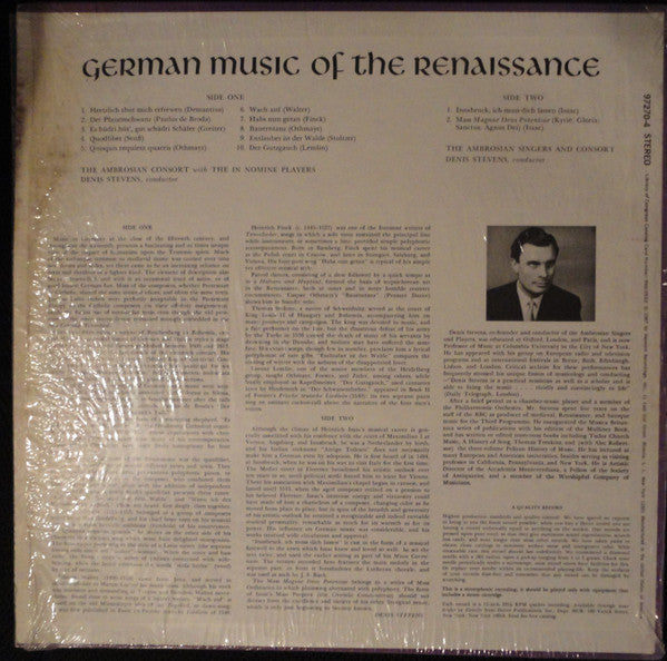 German Music of the Renaissance | Near Mint (NM) Excellent (EX) Get Cheap Vinyl