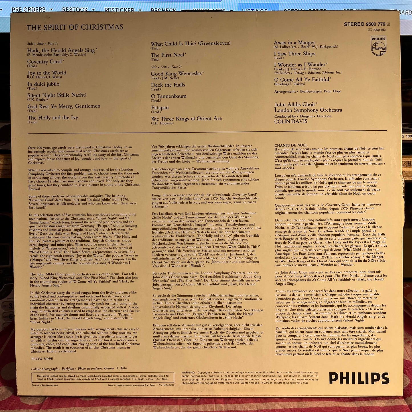 The Spirit Of Christmas (Die Schönsten Weihnachtsmelodien) *HOLLAND* | Near Mint (NM) Excellent (EX) Get Cheap Vinyl