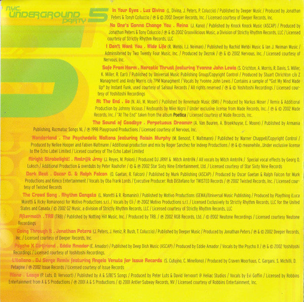 N.Y.C. Underground Party Vol. 5 (2xCD) | Near Mint (NM) Near Mint (NM) Get Cheap Vinyl