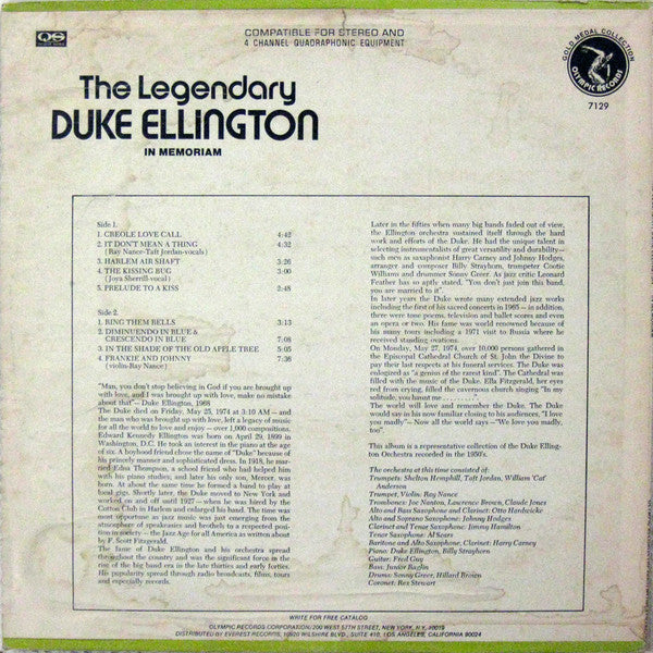 The Legendary Duke Ellington In Memoriam | Mint (M) Mint (M) Get Cheap Vinyl