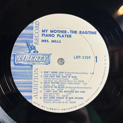 My Mother-The Ragtime Piano Player (VINYL) *PROMO* | Excellent+ (EX+) Excellent+ (EX+) Get Cheap Vinyl