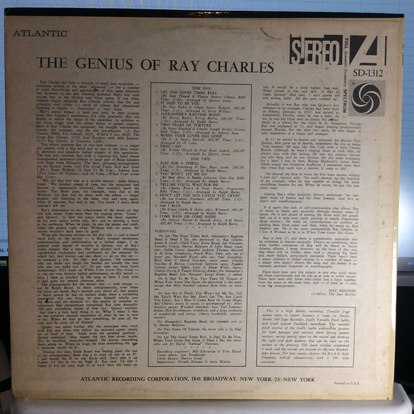 The Genius Of Ray Charles (VINYL) | Excellent+ (EX+) Excellent (EX) Get Cheap Vinyl