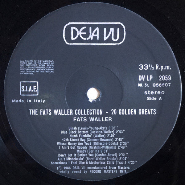 The Fats Waller Collection - 20 Golden Greats *ITALIAN PRESS* | Excellent (EX) Very Good Plus (VG+) Get Cheap Vinyl