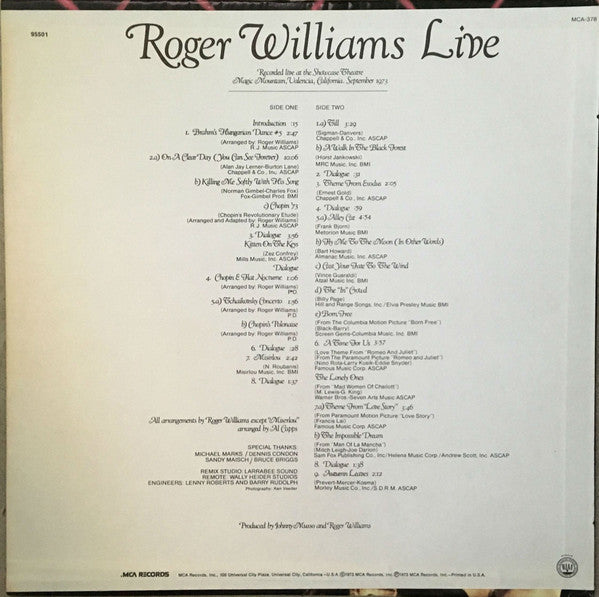 Roger Williams Live | Near Mint (NM) Near Mint (NM) Get Cheap Vinyl