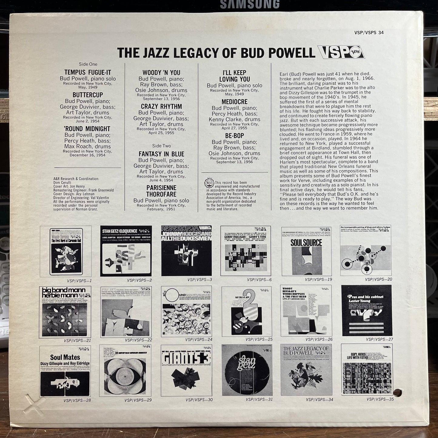 The Jazz Legacy Of Bud Powell (VINYL) | Near Mint (NM) Near Mint (NM) Get Cheap Vinyl
