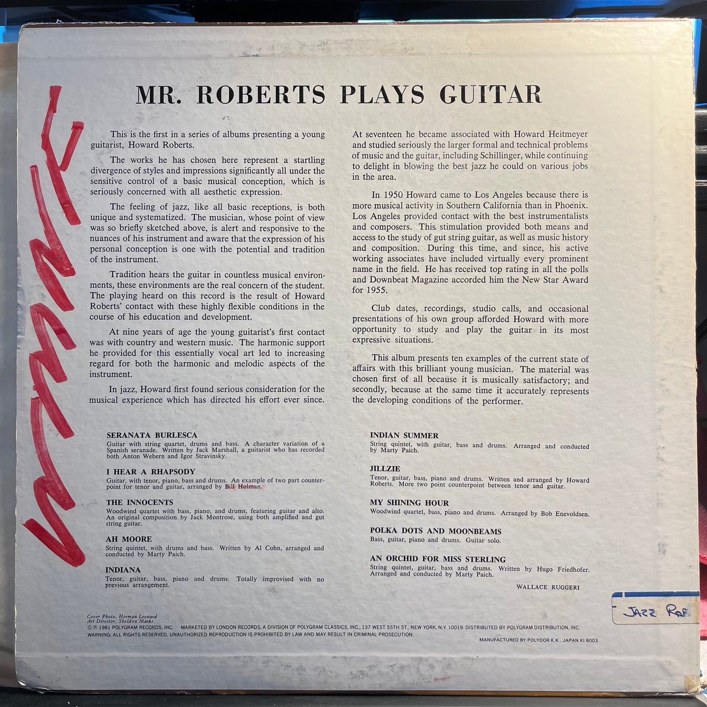 Mr. Roberts Plays Guitar *JAPAN* | Very Good Plus (VG+) Very Good Plus (VG+) Get Cheap Vinyl