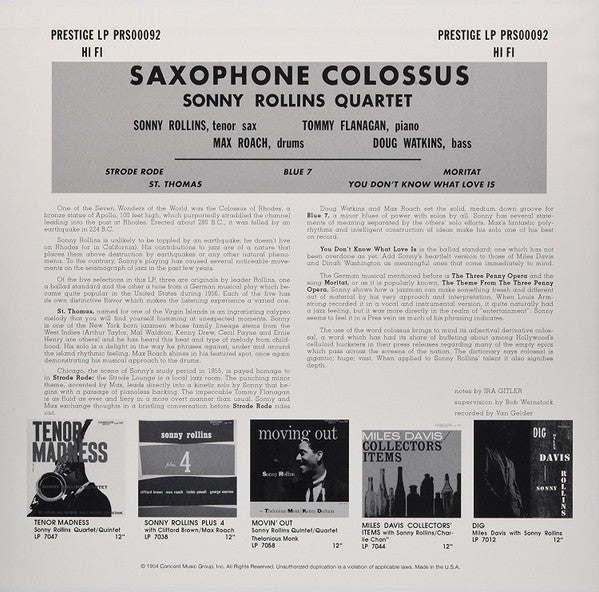 Saxophone Colossus | Excellent (EX) Mint (M) Get Cheap Vinyl