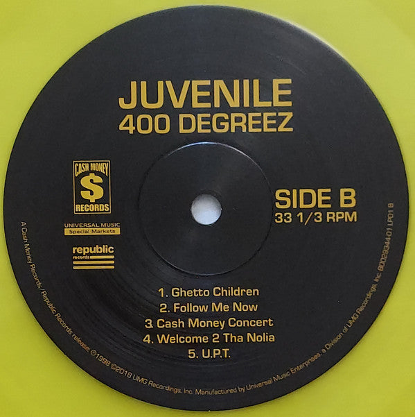 Juvenile (2) 400 Degreez Cash Money Records, Universal Music Special Markets, Republic Records 2xLP, Album, Club, Ltd, RE, RP, Yel Mint (M) Mint (M) Get Cheap Vinyl