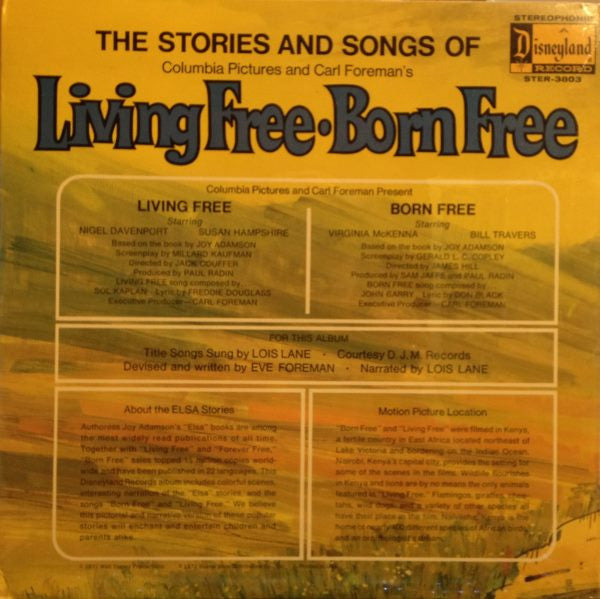 The Story And Songs Of Living Free Born Free | Near Mint (NM) Very Good (VG) Get Cheap Vinyl