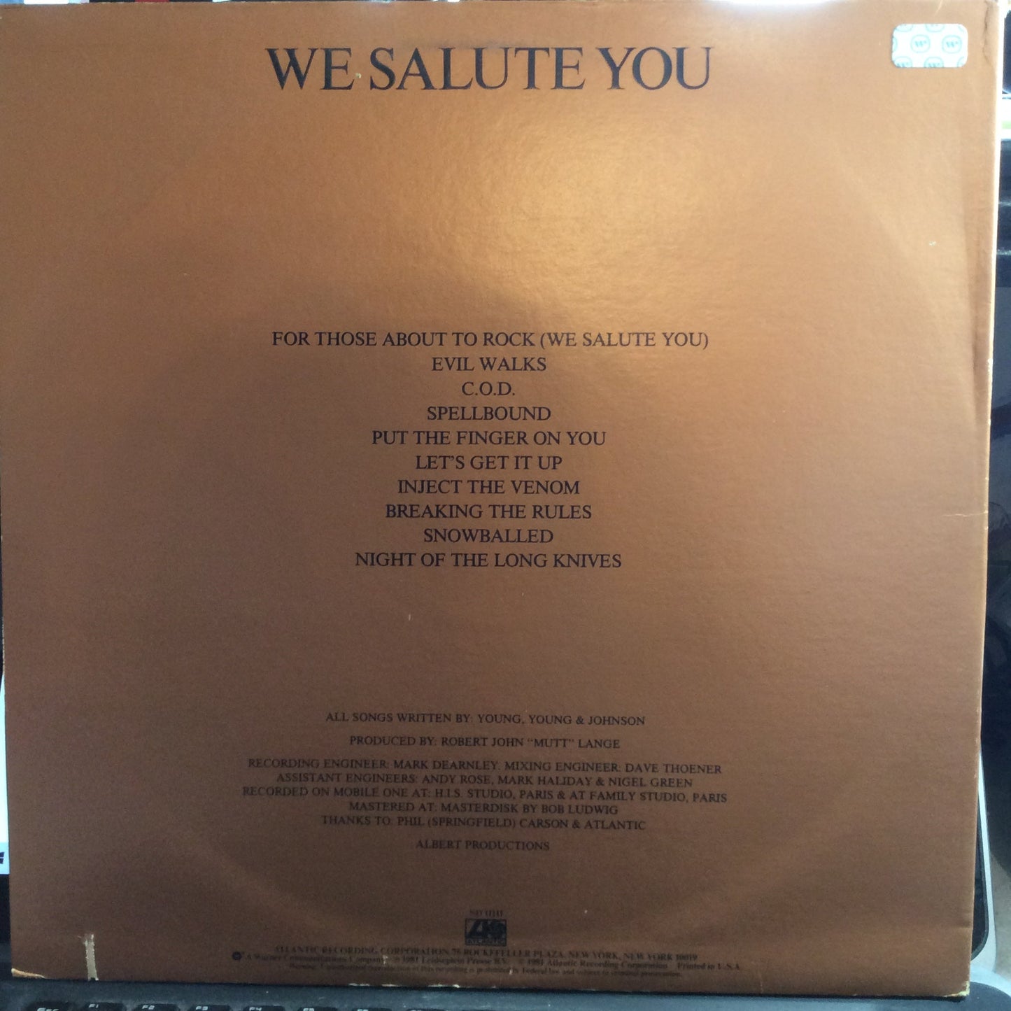 For Those About To Rock (We Salute You) (VINYL) | Very Good Plus (VG+) Very Good Plus (VG+) Get Cheap Vinyl