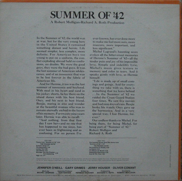 Summer Of '42 | Very Good Plus (VG+) Near Mint (NM) Get Cheap Vinyl