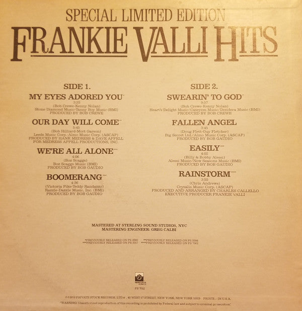 Frankie Valli Hits | Mint (M) Mint (M) Get Cheap Vinyl