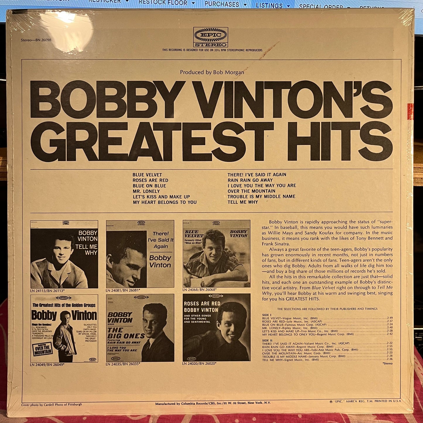 Bobby Vinton's Greatest Hits | Mint (M) Mint (M) Get Cheap Vinyl