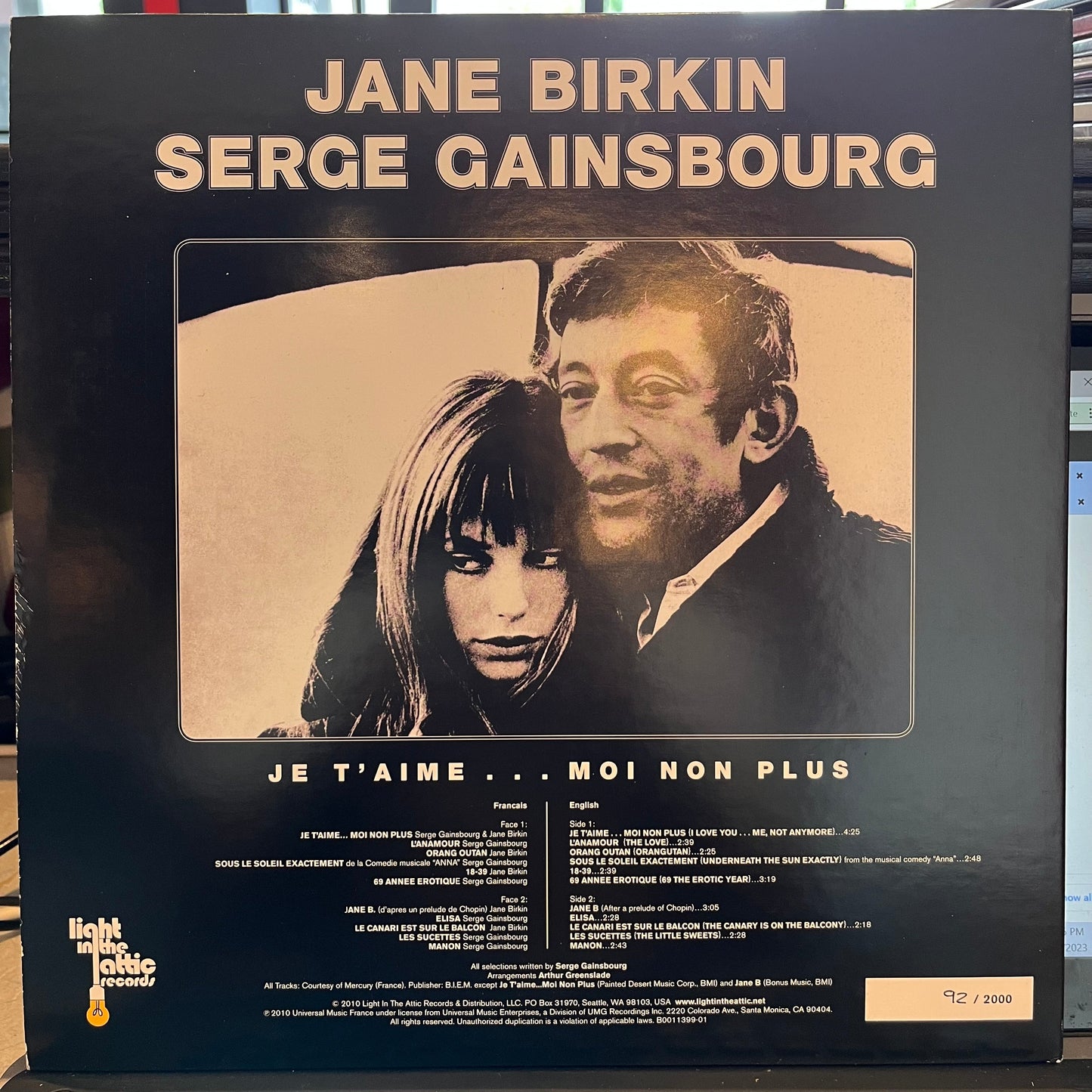 Jane Birkin Serge Gainsbourg | Near Mint (NM) Near Mint (NM) Get Cheap Vinyl