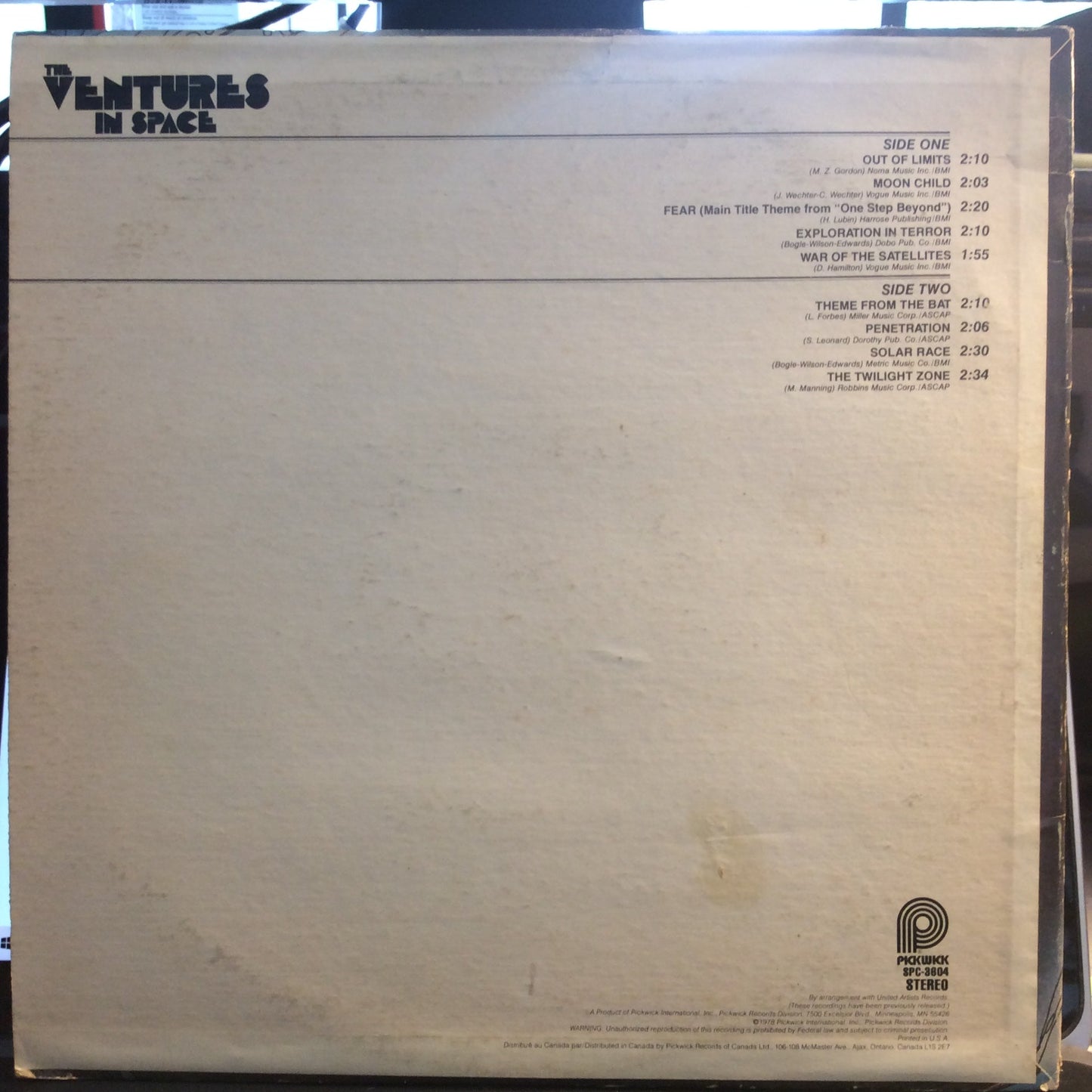 The Ventures In Space (VINYL) | Excellent (EX) Very Good Plus (VG+) Get Cheap Vinyl