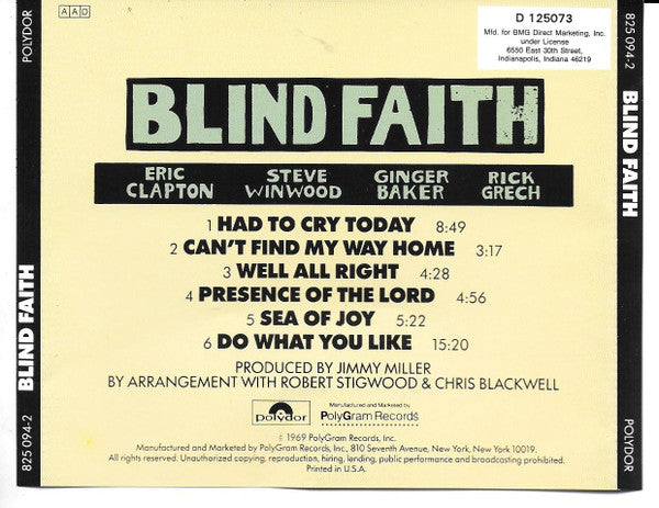 Blind Faith (CD) | Near Mint (NM) Near Mint (NM) Get Cheap Vinyl