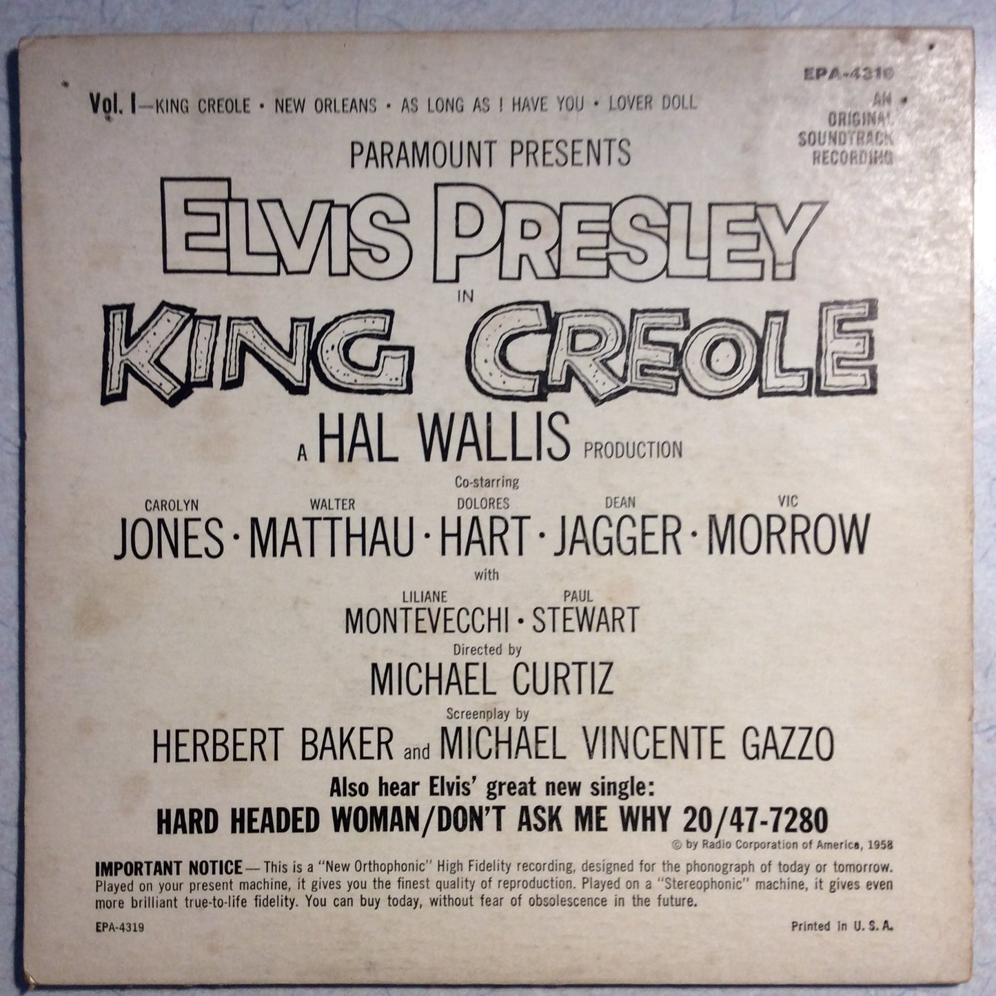 King Creole Vol.1 (7" VINYL) | Very Good Plus (VG+) Very Good Plus (VG+) Get Cheap Vinyl