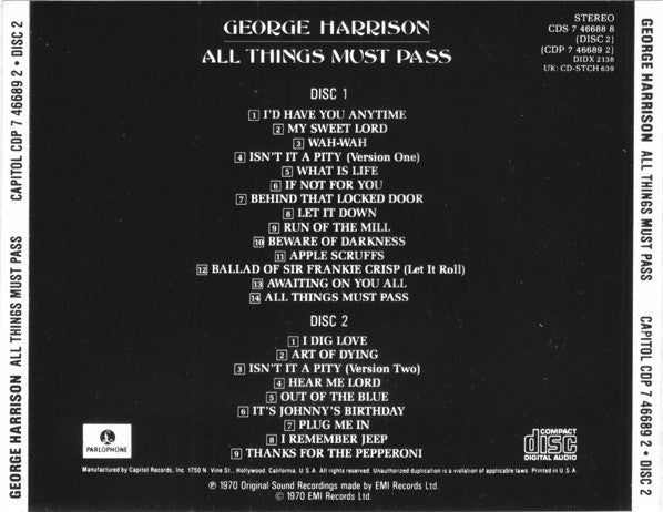 All Things Must Pass *2XCD* | Very Good Plus (VG+) Excellent (EX) Get Cheap Vinyl