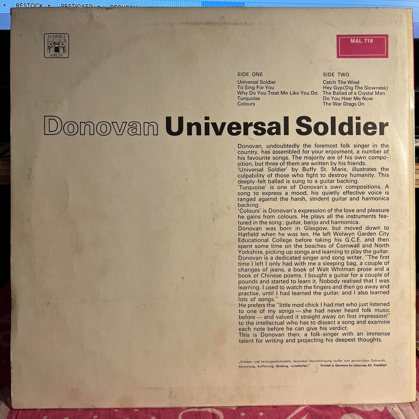 Universal Soldier *GERMANY* | Very Good (VG) Excellent (EX) Get Cheap Vinyl