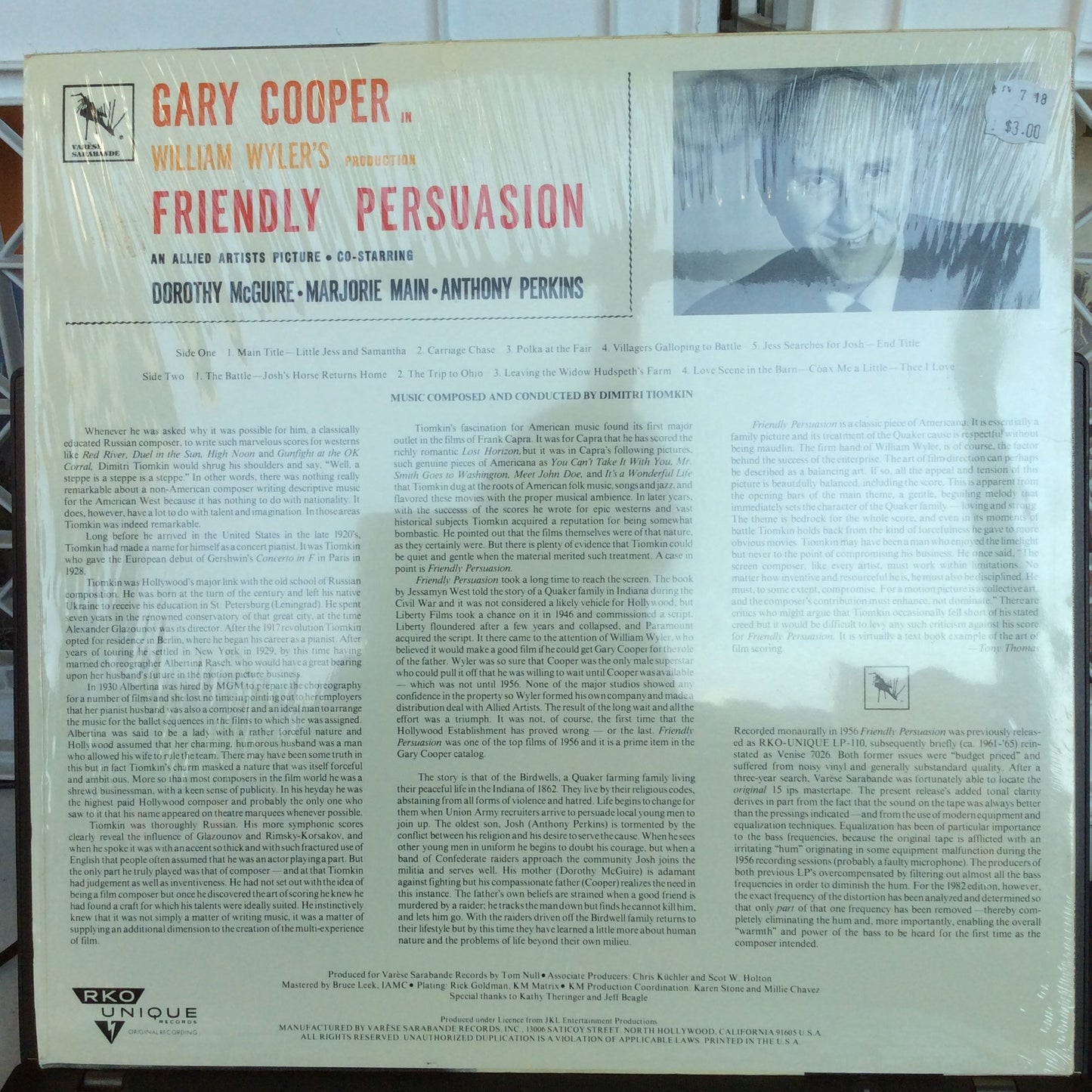 Friendly Persuasion (Original Music From The Soundtrack Of The Motion Picture) (VINYL) | Near Mint (NM) Near Mint (NM) Get Cheap Vinyl