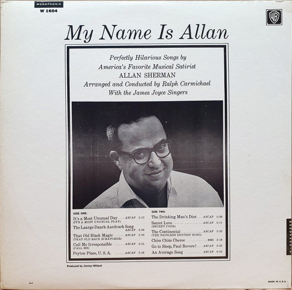 My Name Is Allan: Allan Sherman Sings Great Movie Hits & Songs From The Cutting Room Floor (VINYL) | Mint (M) Near Mint (NM) Get Cheap Vinyl