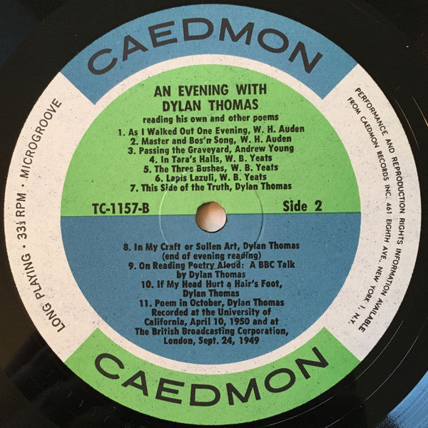 An Evening With Dylan Thomas Reading His Own And Other Poems | Near Mint (NM) Excellent (EX) Get Cheap Vinyl