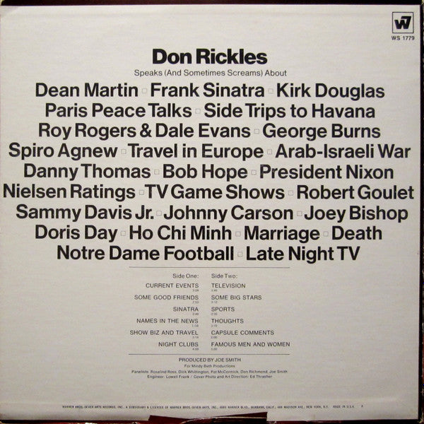 Don Rickles Speaks! (VINYL) | Very Good Plus (VG+) Excellent (EX) Get Cheap Vinyl