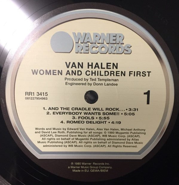 Van Halen Women And Children First Warner Records, Warner Records LP, Album, RE, RM Mint (M) Mint (M) Get Cheap Vinyl