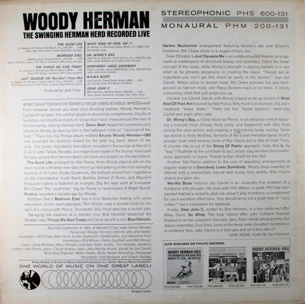 The Swinging Herman Herd Recorded Live | Near Mint (NM) Very Good Plus (VG+) Get Cheap Vinyl