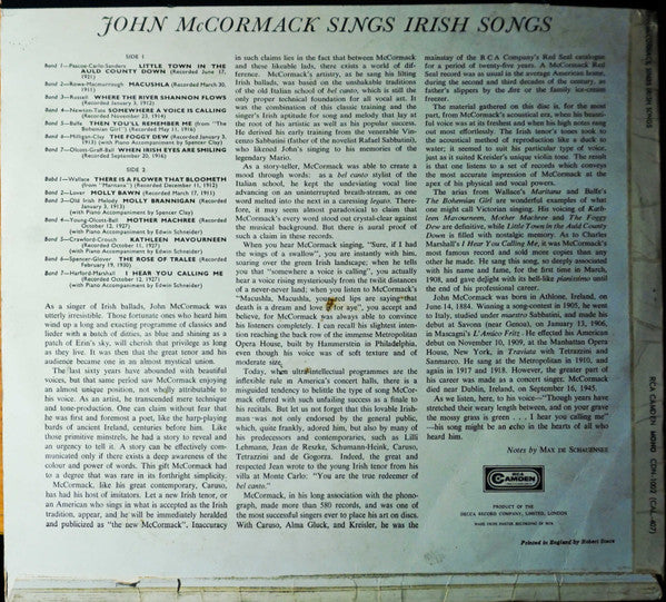 John McCormack Sings Irish Songs | Excellent (EX) Very Good Plus (VG+) Get Cheap Vinyl