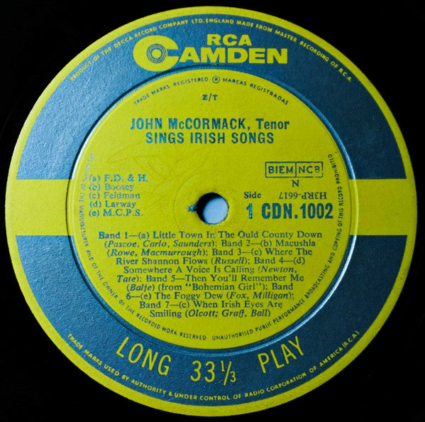 John McCormack Sings Irish Songs | Excellent (EX) Very Good Plus (VG+) Get Cheap Vinyl