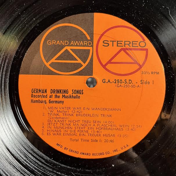 German Drinking Songs (VINYL) | Near Mint (NM or M-) Near Mint- (NM-) Get Cheap Vinyl