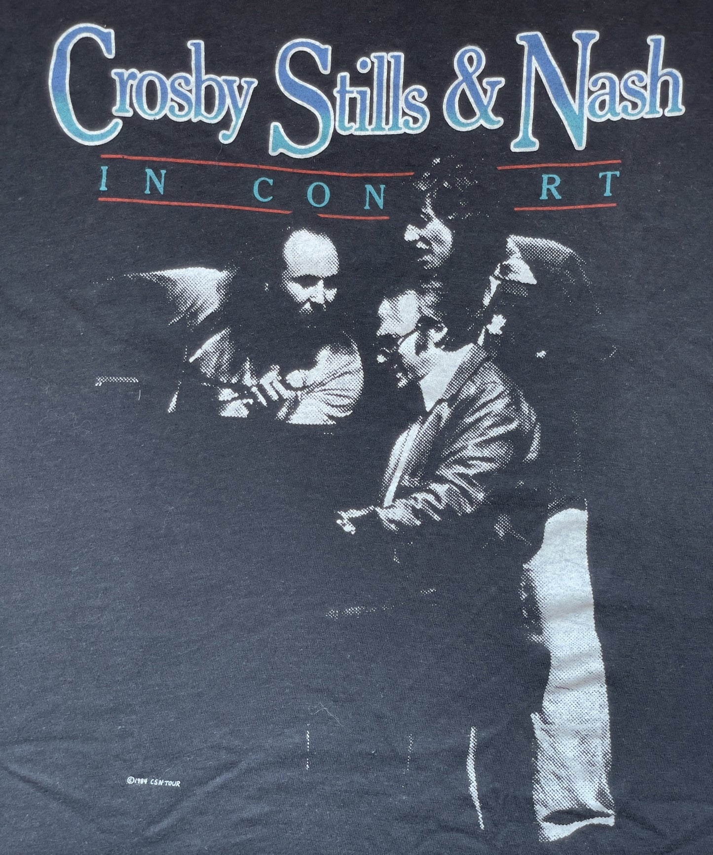In Concert 1984 Two-Sided Black Shirt | Men's 100% Cotton Large Short Sleeve T-Shirt | Get Cheap Vinyl