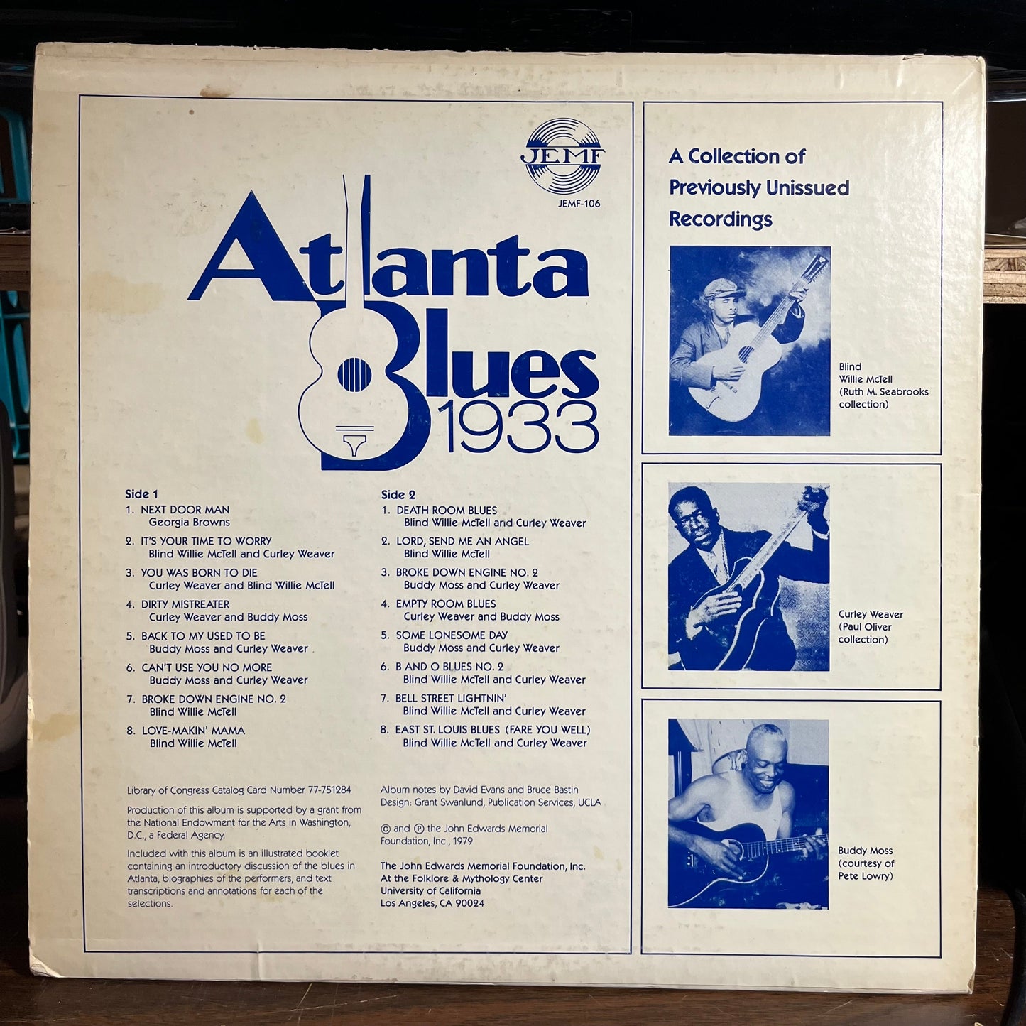 Atlanta Blues 1933 (VINYL) | Excellent (EX) Very Good Plus (VG+) Get Cheap Vinyl