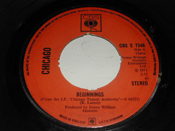 Beginnings / Colour My World | Very Good (VG) Very Good Plus (VG+) Get Cheap Vinyl