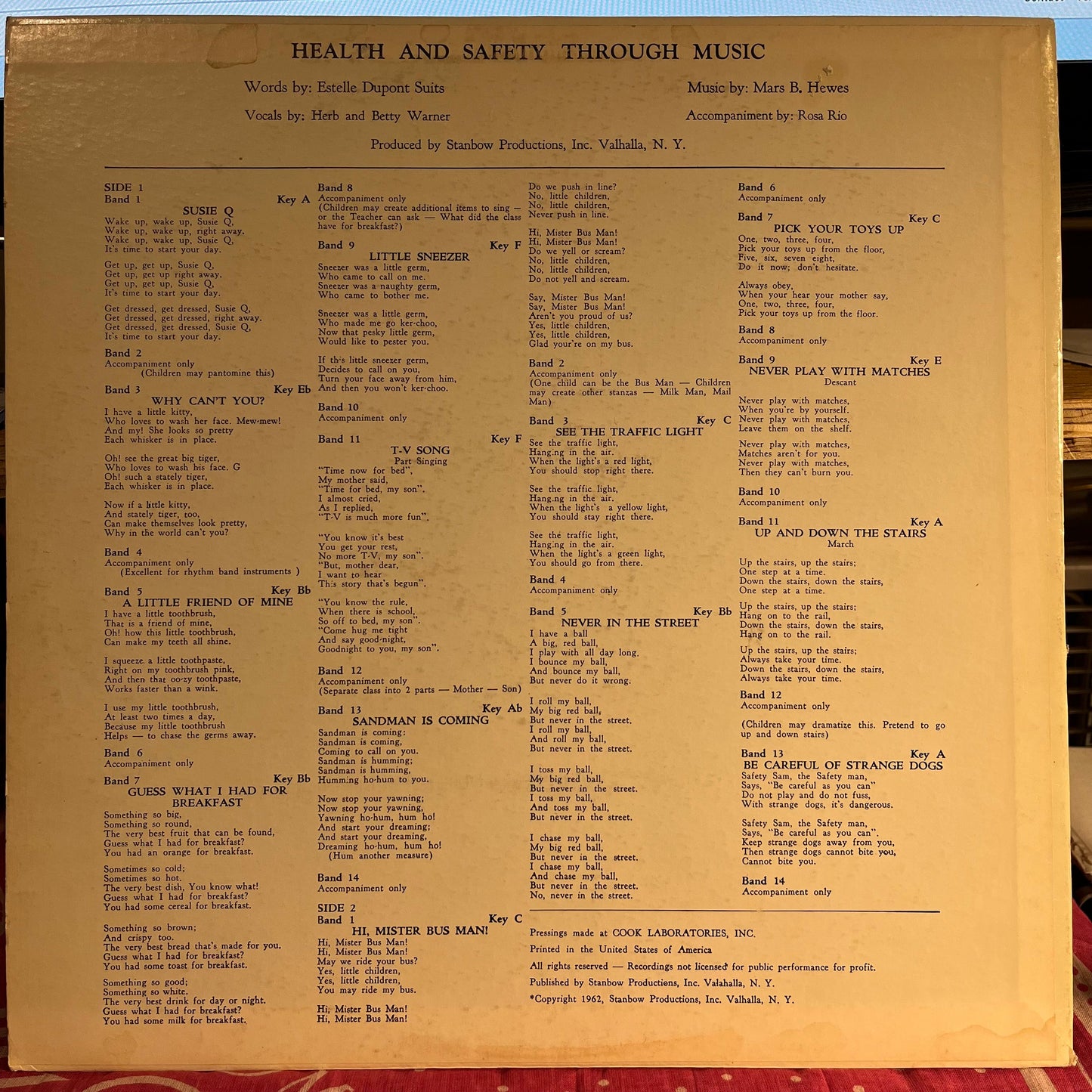 Health & Safety Through Music | Near Mint (NM) Excellent (EX) Get Cheap Vinyl