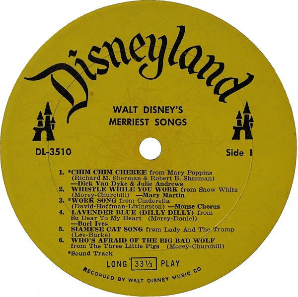 Walt Disney's Merriest Songs | Very Good Plus (VG+) Near Mint (NM) Get Cheap Vinyl