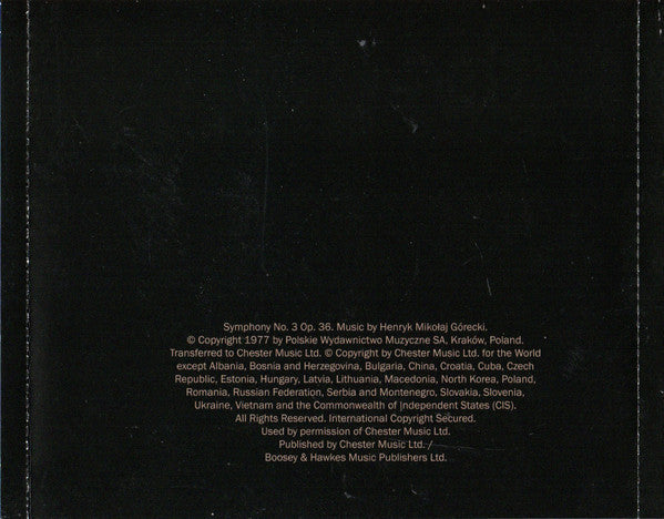 Symphony No. 3 (Symphony Of Sorrowful Songs) Op. 36 (CD) | Mint (M) Mint (M) Get Cheap Vinyl